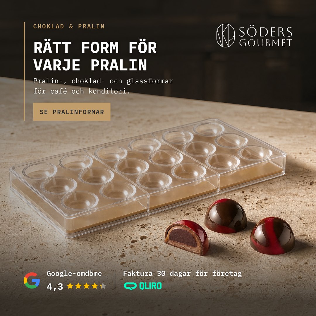 Annons Rätt form för varje pralin, kvadratiskt format